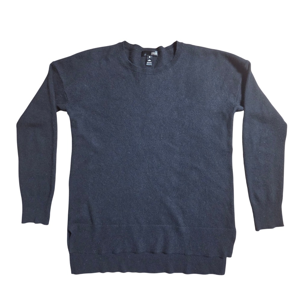 Aqua Cashmere 100% Cashmere Crewneck Sweater Long Sleeve M Capsule Wardrobe